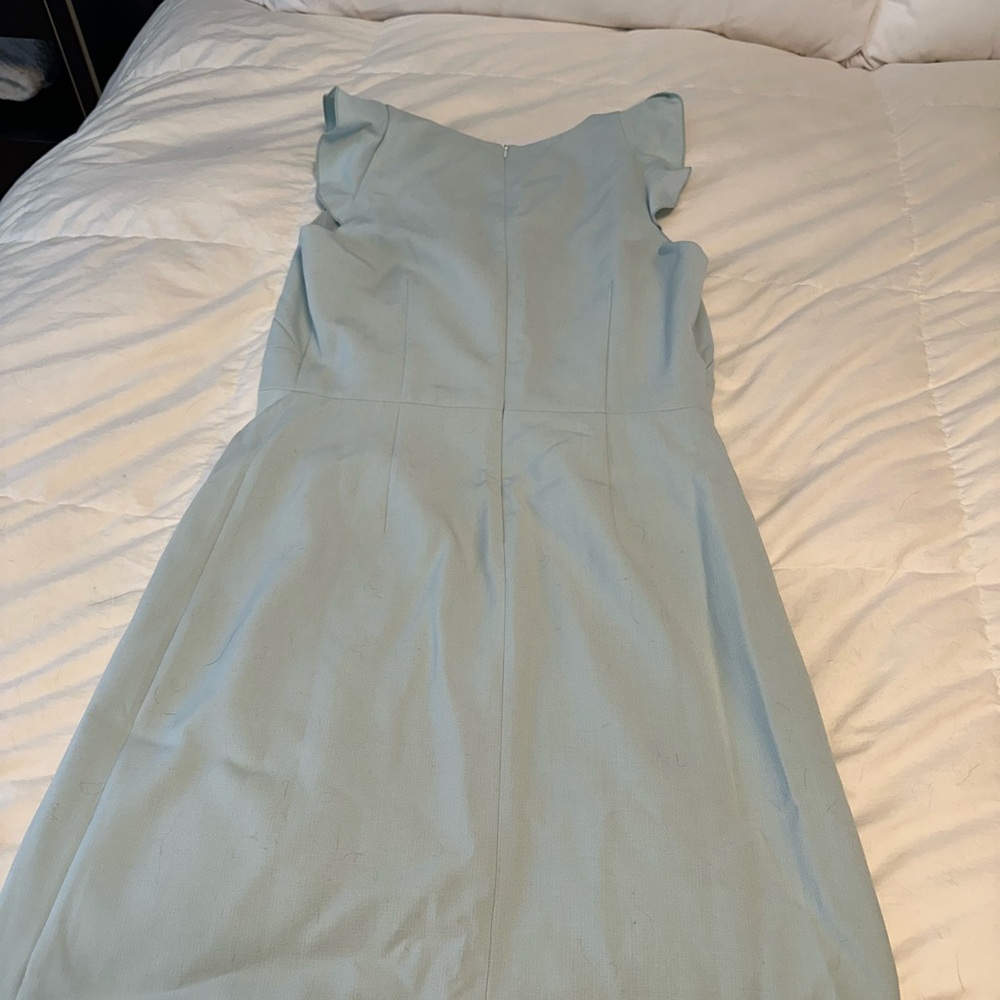 Ann Taylor Green Asymmetrical Flutter Sleeve Midi Dress